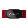 Polar H10 czujnik tętna z czerwonym pasem – widok z przodu.