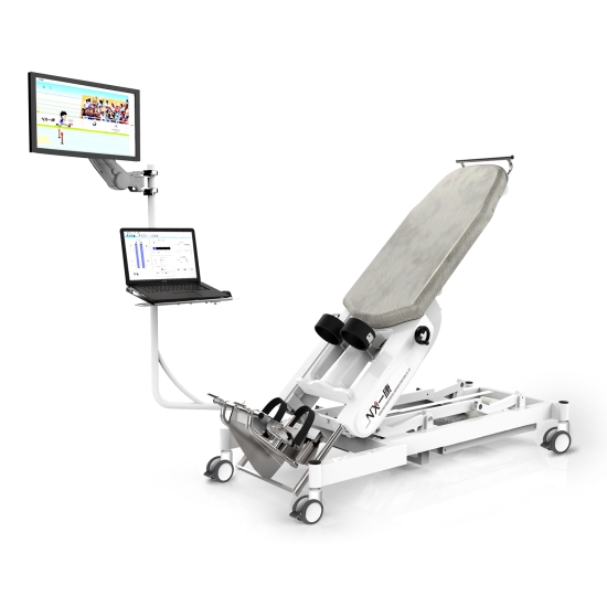 Stół pionizujący A1 z funkcją kroczenia, monitorami i oprogramowaniem rehabilitacyjnym