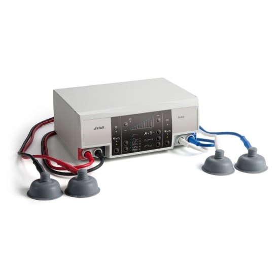 Avaco – aparat medyczny do terapii podciśnieniowej z podłączonymi elektrodami.