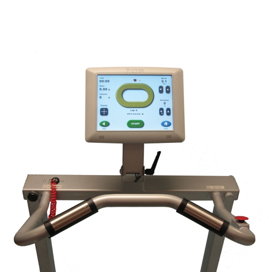 Panel sterujący bieżni rehabilitacyjnej Biodex Gait Trainer 3 – widok monitora z programami treningowymi.