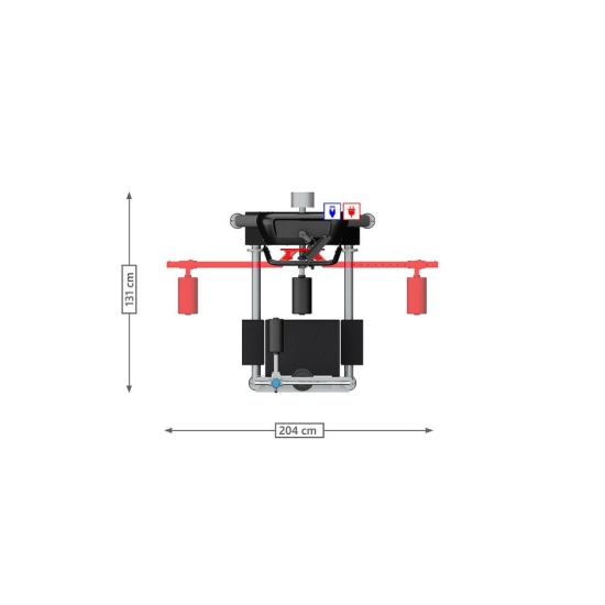 Compass 540 – schemat techniczny maszyny Multi Hip z wymiarami.