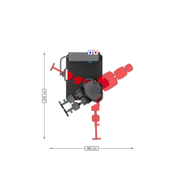 Compass 600 – schemat techniczny maszyny Ab/Adduction z wymiarami.