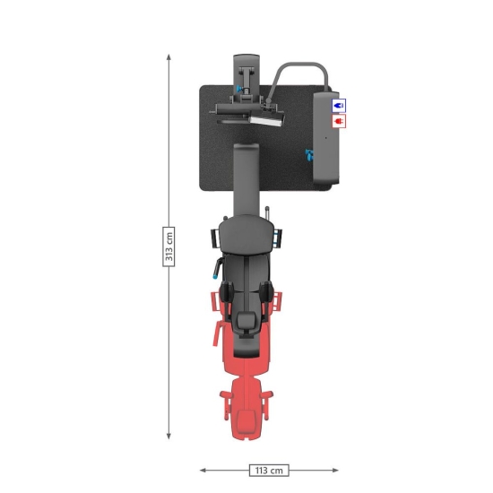 Compass 600 – schemat techniczny maszyny Leg Press z wymiarami.