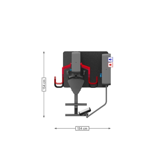 Compass 600 – schemat techniczny maszyny Pulldown/Dip z wymiarami.