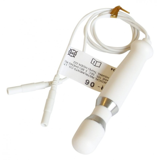 Elektroda analna PR-06 – sonda do elektrostymulacji, przewód z końcówką i uchwytem.