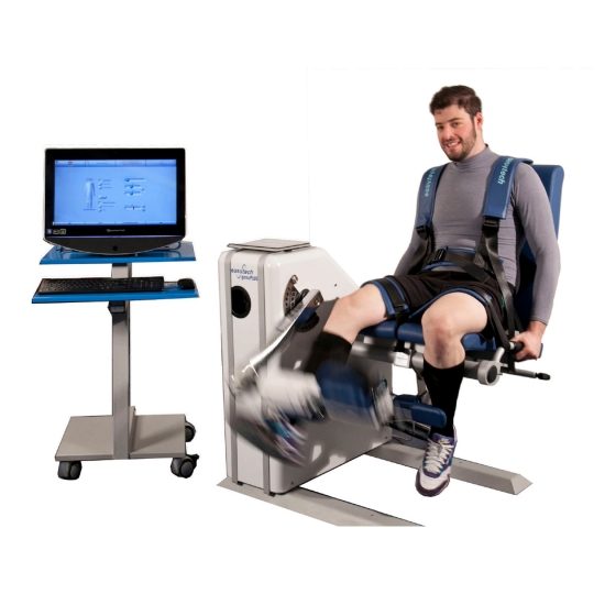 Genu – urządzenie do rehabilitacji stawu kolanowego z systemem komputerowej analizy ruchu.