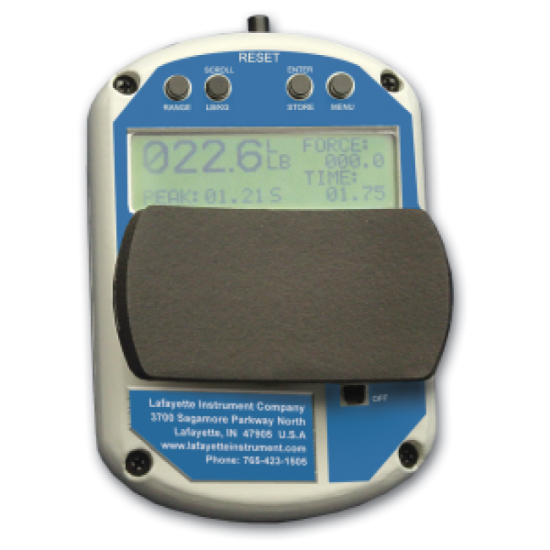 Lafayette – tester siły mięśniowej z wyświetlaczem cyfrowym i przyciskami sterującymi.
