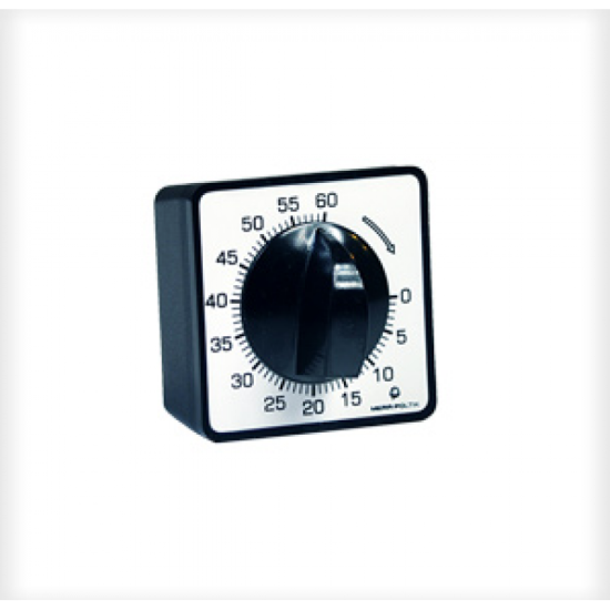 Minutnik zabiegowy – zegar mechaniczny z pokrętłem do odmierzania czasu terapii.