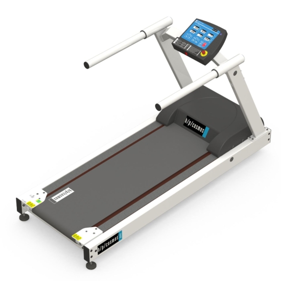 Pluto – bieżnia rehabilitacyjna z poręczami bocznymi i panelem sterującym.