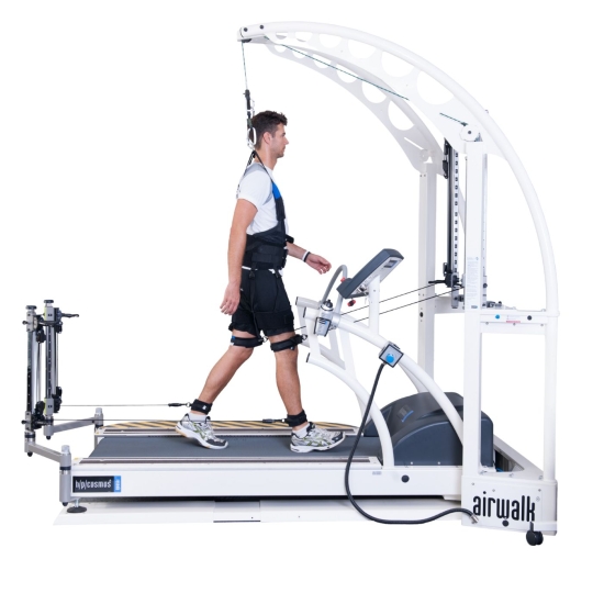 Quasar – bieżnia rehabilitacyjna z systemem Airwalk do treningu pacjentów z dysfunkcjami chodu.