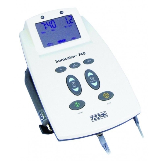 Sonicator 740 – aparat do terapii ultradźwiękowej z wyświetlaczem i panelem sterującym.