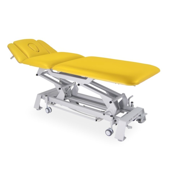 Trzyczęściowy stół do rehabilitacji i masażu SS-E04 z regulacją wysokości i żółtą tapicerką