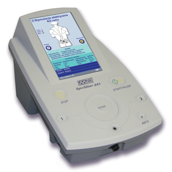 Aparat do elektroterapii Sys Stim 241 z kolorowym wyświetlaczem LCD.