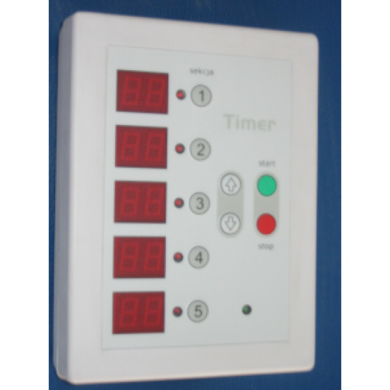 TIMER – zegar zabiegowy sterujący czasem terapii na pięciu stanowiskach.