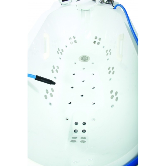 Wnętrze wanny TOLEDO z dyszami do masażu podwodnego i elektrodami.